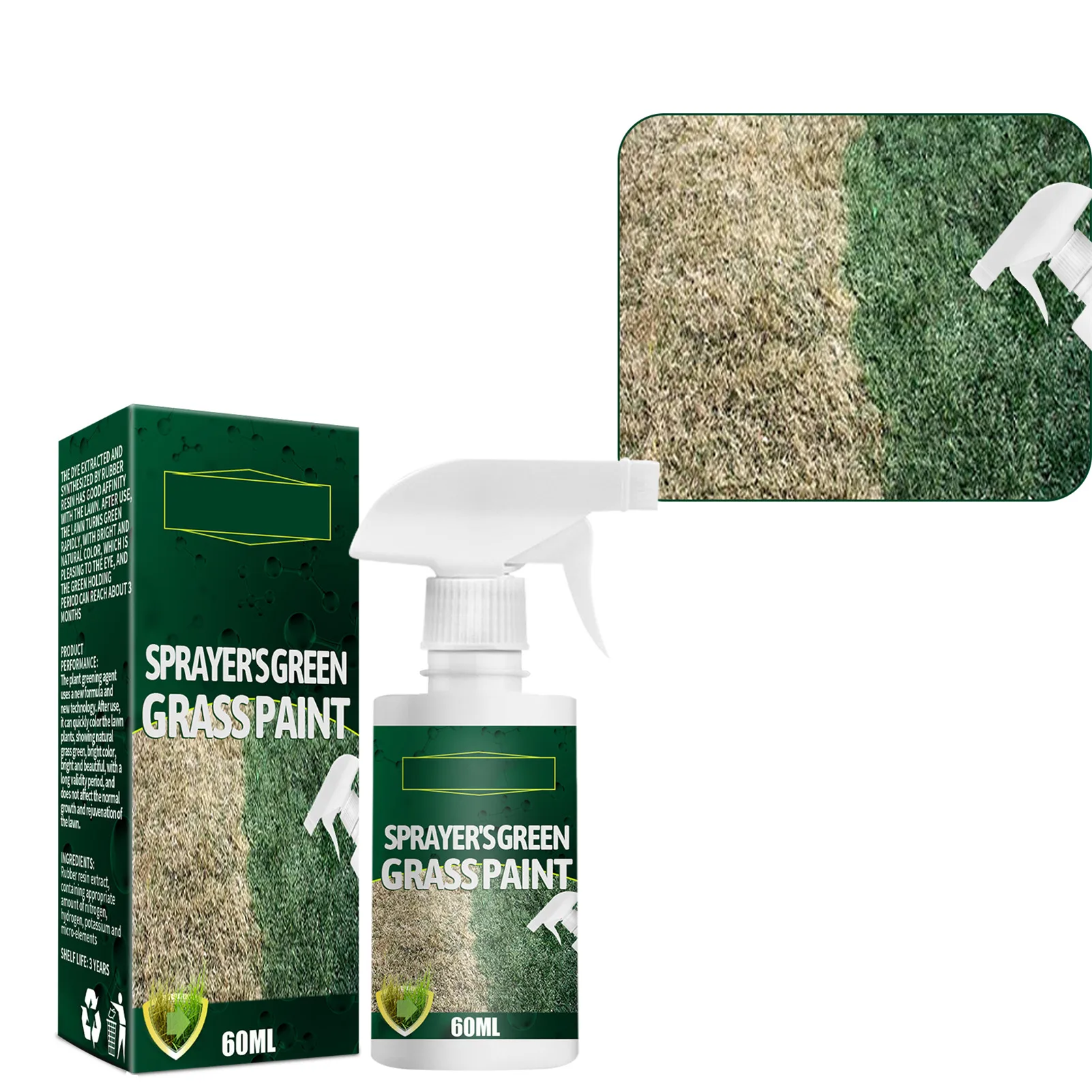 

Grass And Turf Paint Sprayer Natural Pet-Friendly Lawn Colorant Turns Spots Green Again Environmentally Friendly Fast-Acting Gre