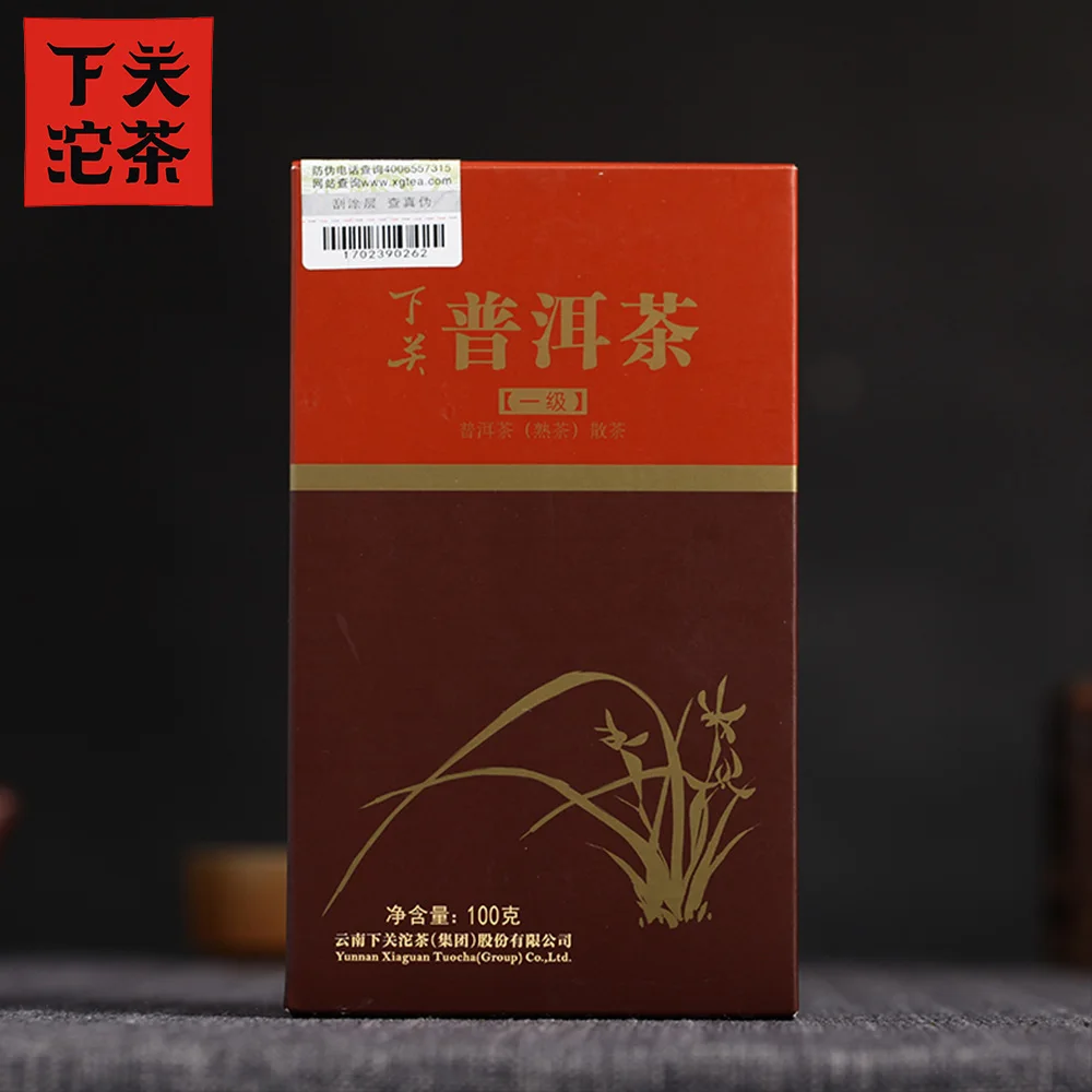 

Xiaguan 2022 Yr Shu Pu-erh, первый сорт, сыпучий, созревший без чайника, ПУ-erh чай 100 г, коробка без чайника