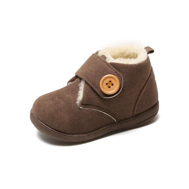 

Winter Infants Toddlers 0-3 Years Short Boots Fur Lined Button Bootie Suede Leather Outdoor Activities Warm Round Toe Soft Sole