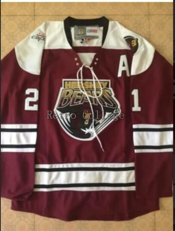 

Винтажная футболка для хоккея Hershey #21 с изображением Грэхема норкового медведя, с вышивкой, с любым номером и именем