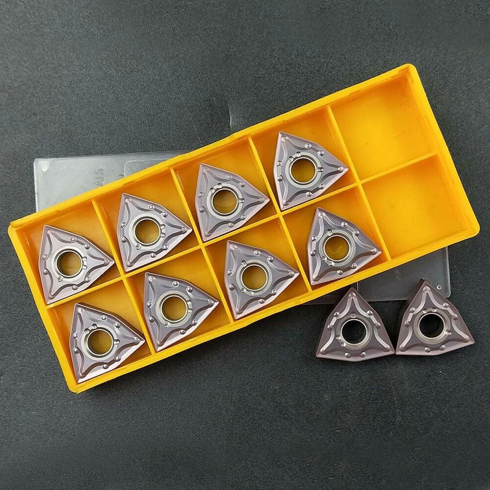 

Machining Lathe Blade Turning Inserts Metal Working Metalworking Sharp Tool Triangle WNMG080404 10pcs 1box Alloy