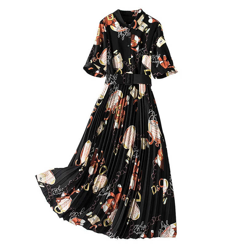 

New Fashion Large Size XXXXL Fat Lady Clothing Summer Dress Women High Quality Elegant Party Long Loose Dresses Black Print