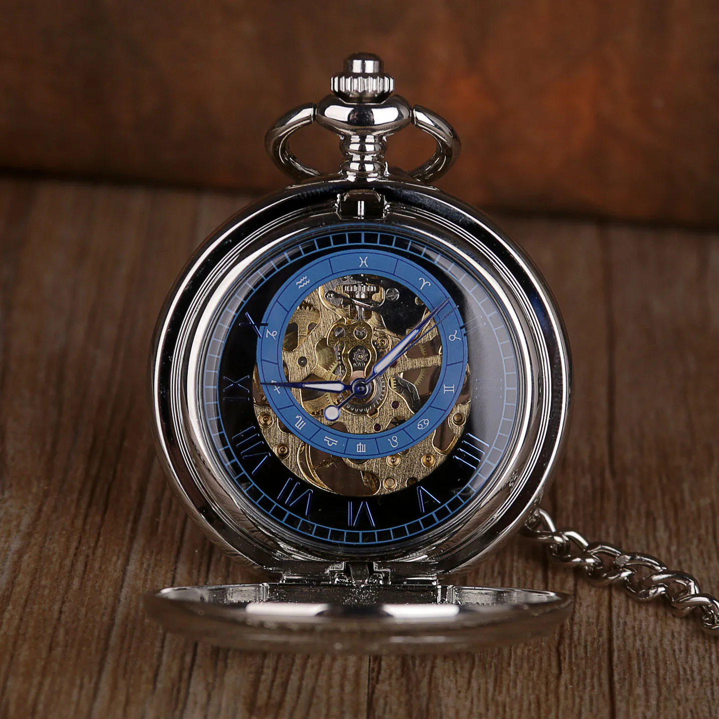 Fashion Vintage Mechanical Pocket Watch Roman Numeral Display Belt Chain Pendant Gift Men's Ladies Universal