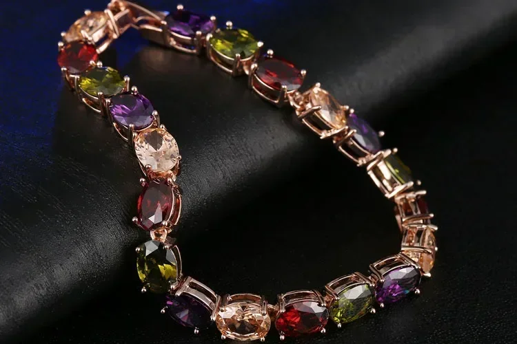 Высококачественный Женский браслет из розового золота с цирконием Мона Лизы