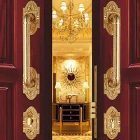 Luxury Brass Gate Lock European Fashion Villa Golden Locks Solid Wood Door Lockset Front Double Doors Locksets