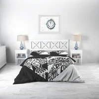 Black White King Queen  Duvet Cover Love Heart Pattern Bedding Set for Teens Adults Nordic Flowers 2/3pcs Polyester Quilt Cover