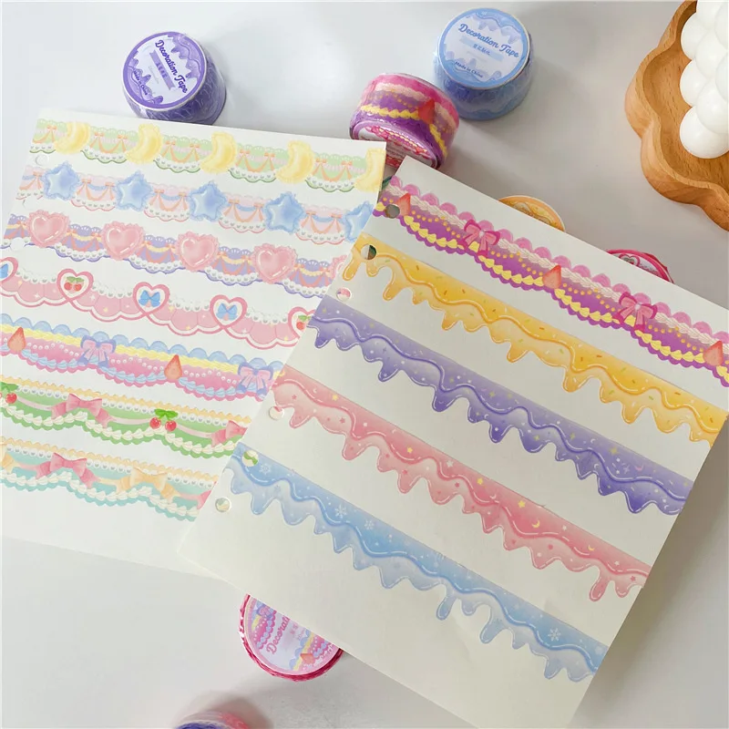 5M Korean Cute Lace Bowknot Cream Adhesive Tape Kawaii Masking Washi Planner Hand Account DIY Decorative Sticker Stationery - купить по