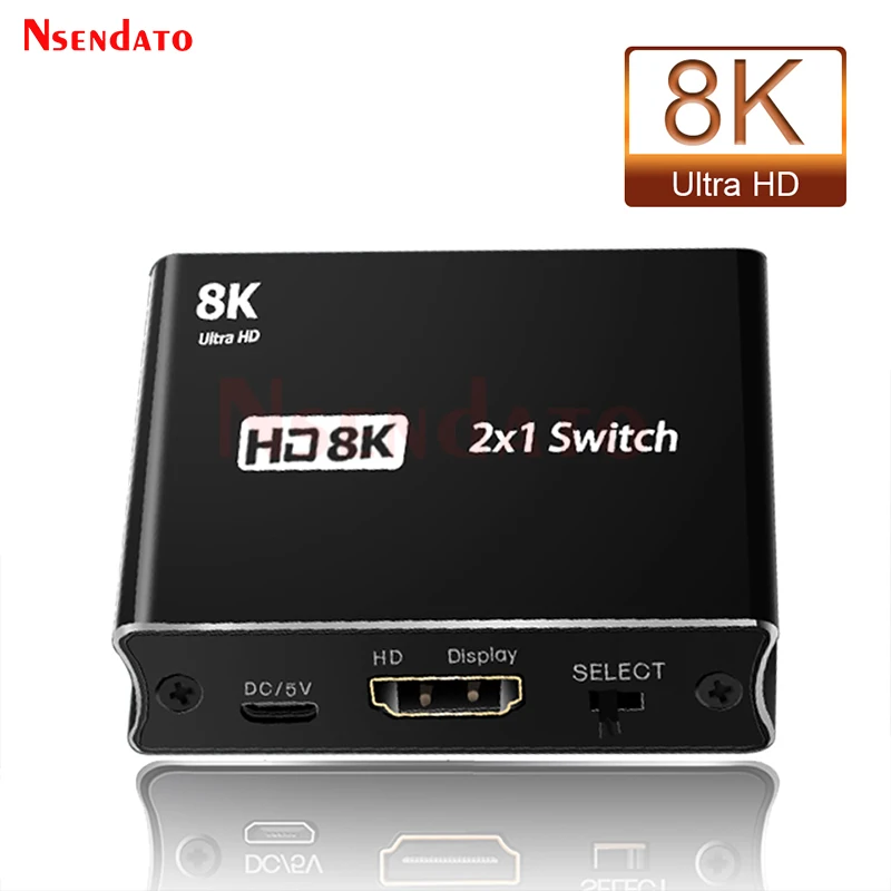 

8K HDR HDMI-compatible Conmutador Switch 2x1 4K 120Hz HDR HDMI-Comaptible 2.1 speed Switch Switcher adapter 2 In 1 Out For PS5/4