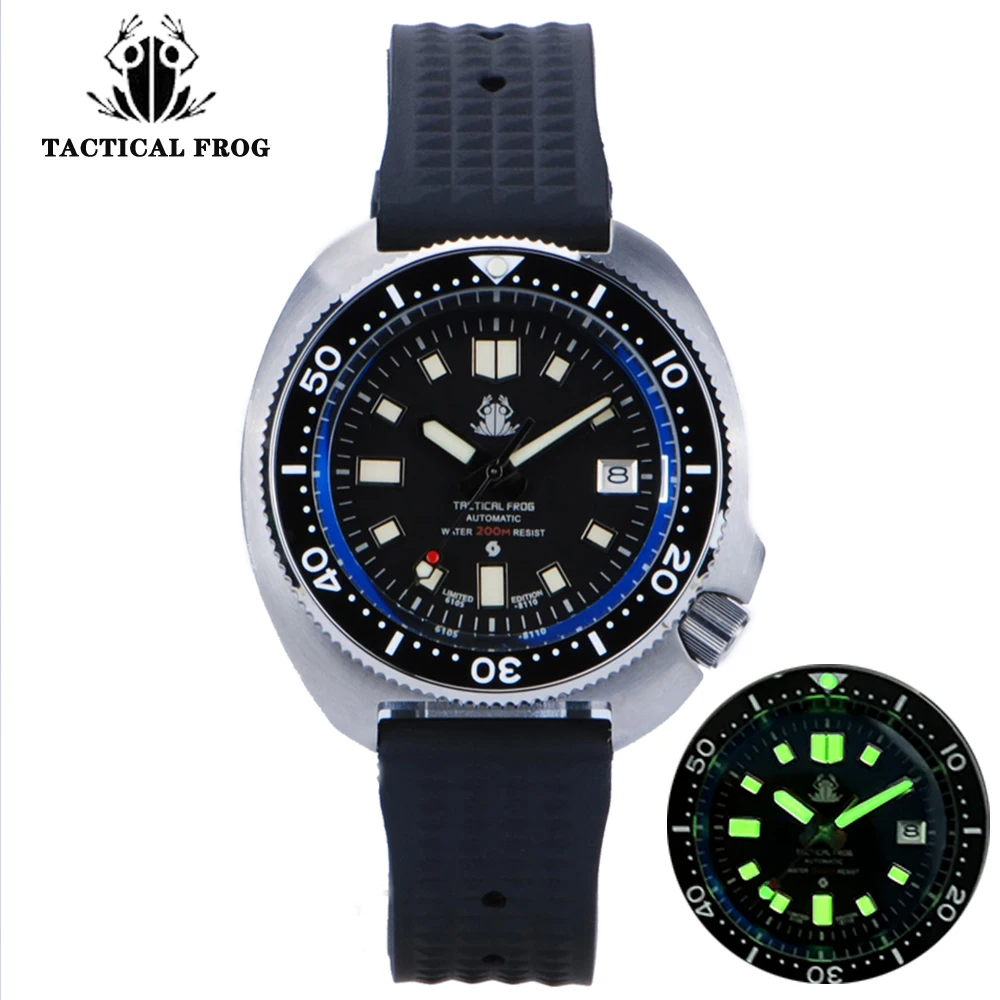 

Fashion Ultra-thin Tactical Frog Men Watch NH35 Automatic Mechanical Sapphire Luminous Ceramic Bezel 200M Diver Waterproof Watch