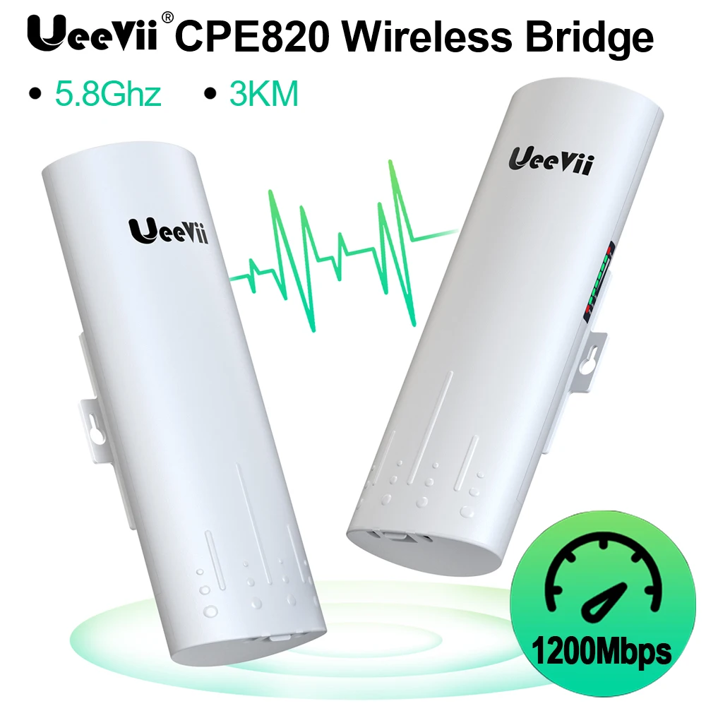 UeeVii CPE820 Outdoor Wifi Router 1Gbps Wireless Repeater/Wifi Bridge Long Range Extender 5.8Ghz 3KM Wifi Coverage for Camera