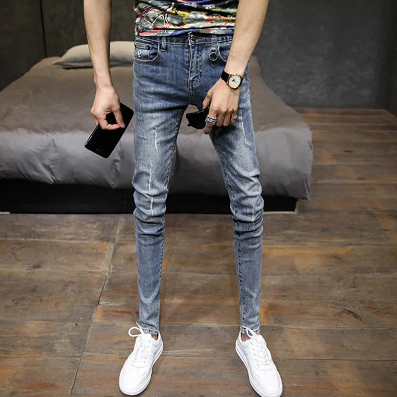 Autumn And Winter 2022 Trendy Brand Men's Skinny Jeans Trendy Men Slim Teenager Pants Korean Trend Wild Feet Pencil Pants