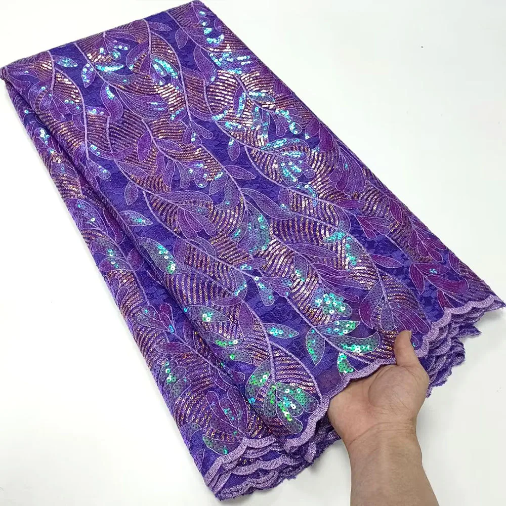 

Purple LACE African French Lace Fabric with Sequin 2022 High Quality Nigerian Tulle Lace Material For Bridal Wedding Party Dress