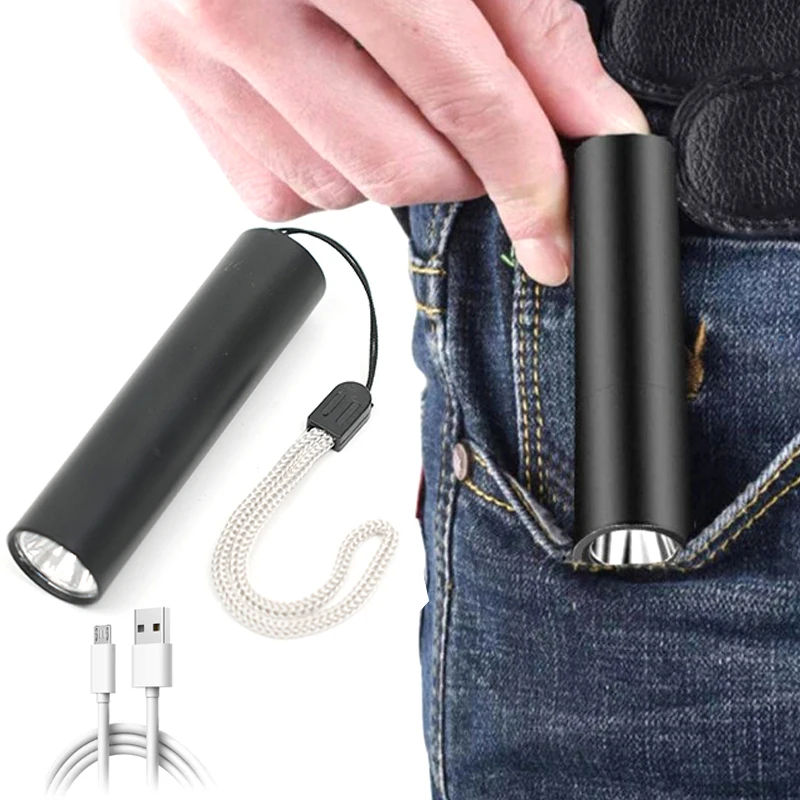 

Миниатюрный светодиодный фонарик с USB-зарядкой, водонепроницаемый портативный фонарь с 3 режимами освещения, встроенным аккумулятором, для ...