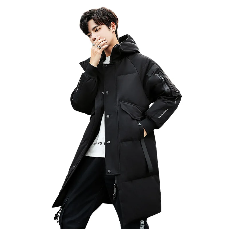 New Warm Thick Men White Duck Down Jacket Hooded Puffer Jackets Coat Winter New Male Casual Long Parka jacket uptempo coats men