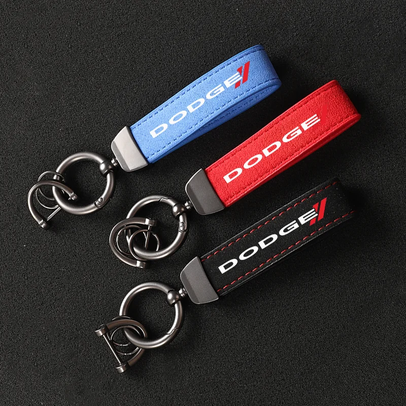 Suede Keychain Sport Key Ring Custom Gift With Logo For Dodge Challenger Avenger SXT Caliber Nitro RAM 1500 key ring Accessorie