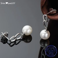 shipei 100 925 sterling silver 7 5 8mm pearl elegant luxury dangle earrings for women wedding engagement fine jewelry wholesale
