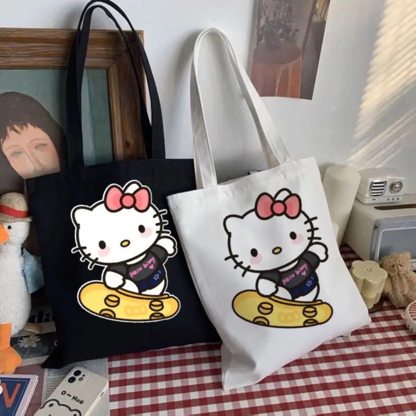 

Sanrio Kawaii HelloKitty Сумка Kuromi мультфильм милые холщовые летние уличные холщовые сумки студент Ins аниме лучшая сумка через плечо подарок