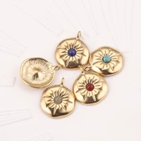 5pcs 1619mm boho sun flower stainless steel charms gold round earring dangles pendants for diy necklace jewelry making retro