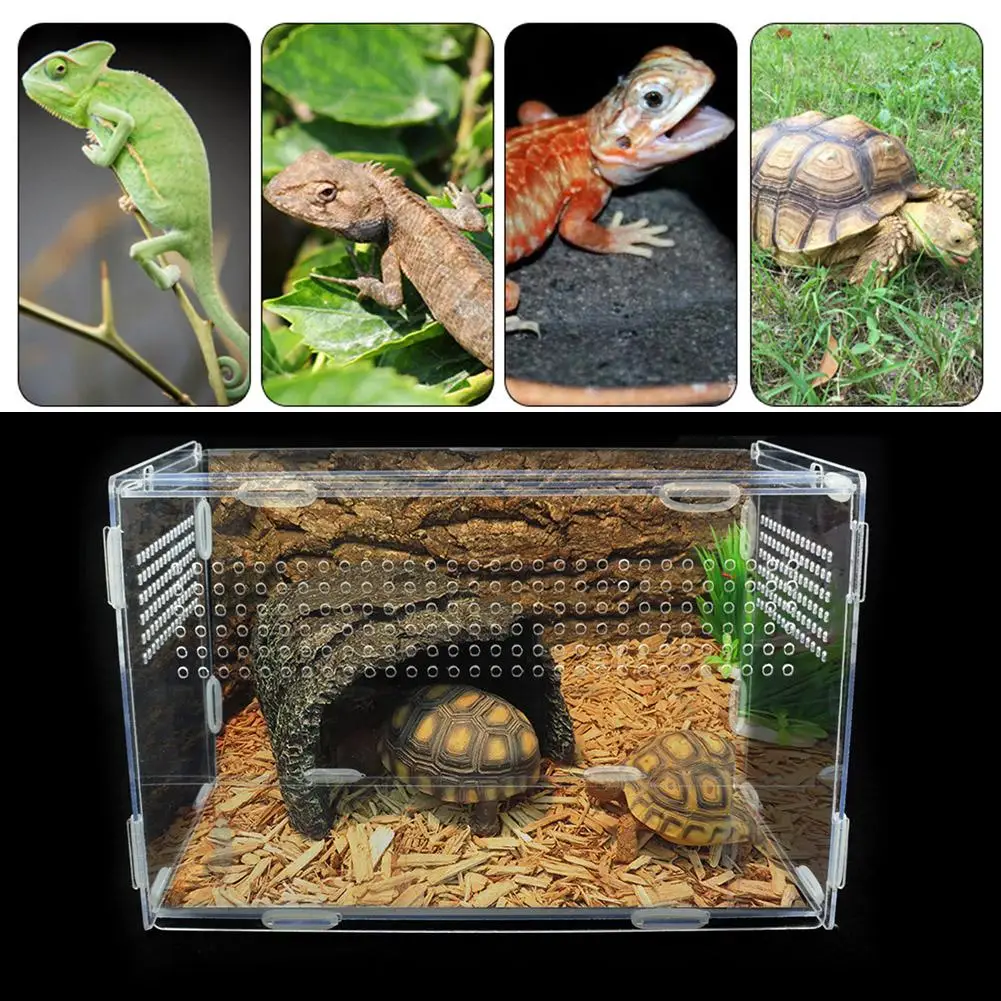 Caja de Terrario de acrílico transparente para reptiles, suministros para mascotas, animales de sangre fría, reptiles, insectos para mascotas, decoración del hogar