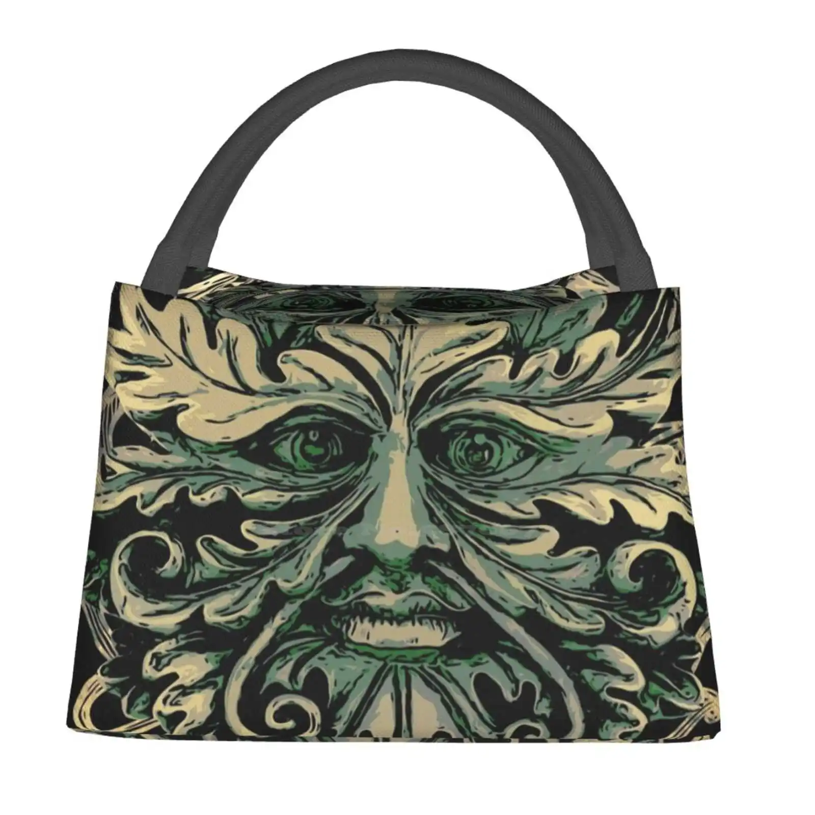 

Термоизолированная сумка The Green Man Cooler, индивидуальный подарок, зеленая, зеленая, Фолиевая голова, Cernunnos Jack в зеленом домкрате