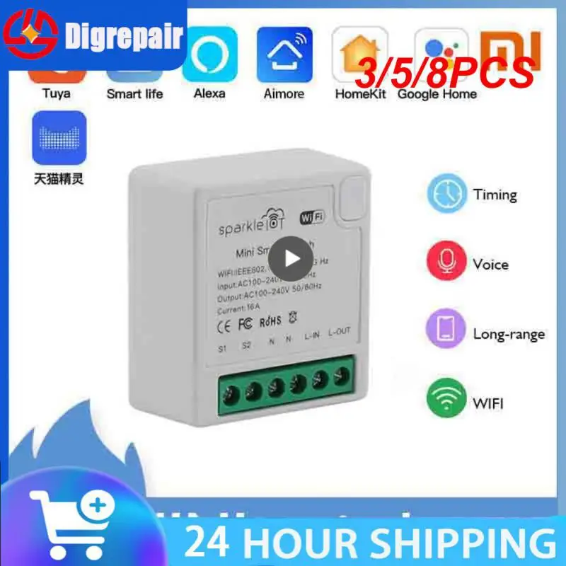 

3/5/8PCS Ac100-240v Wifi Smart Switch Homekit Touch Wall Switch 16a Voice Control Light Switches Tuya Mini Breaker Module