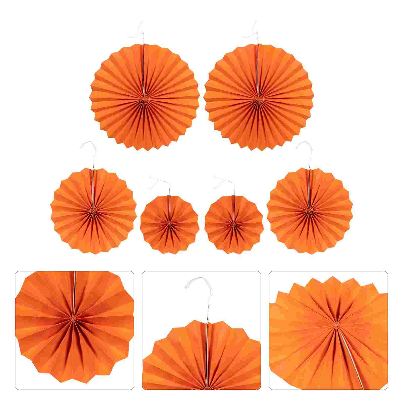 

6 Pcs Paper Folding Fan Adorns Party Fan Flower Decors Adorable Paper Fans