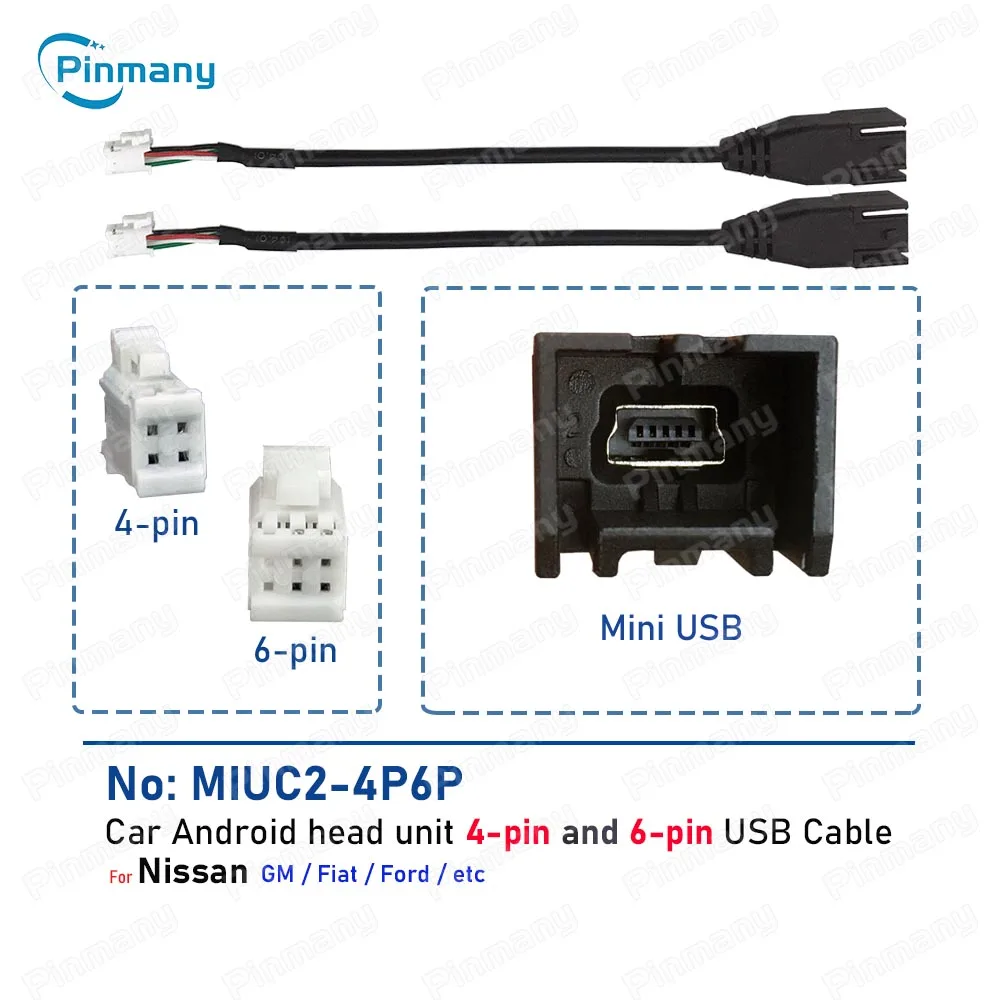 Автомобильный Android-радио аудиоразъем MIUC2 4, 6-контактный разъем для мини-USB, жгут проводов, кабель-адаптер для Nissan Chevrolet Fiat Renault Jeep