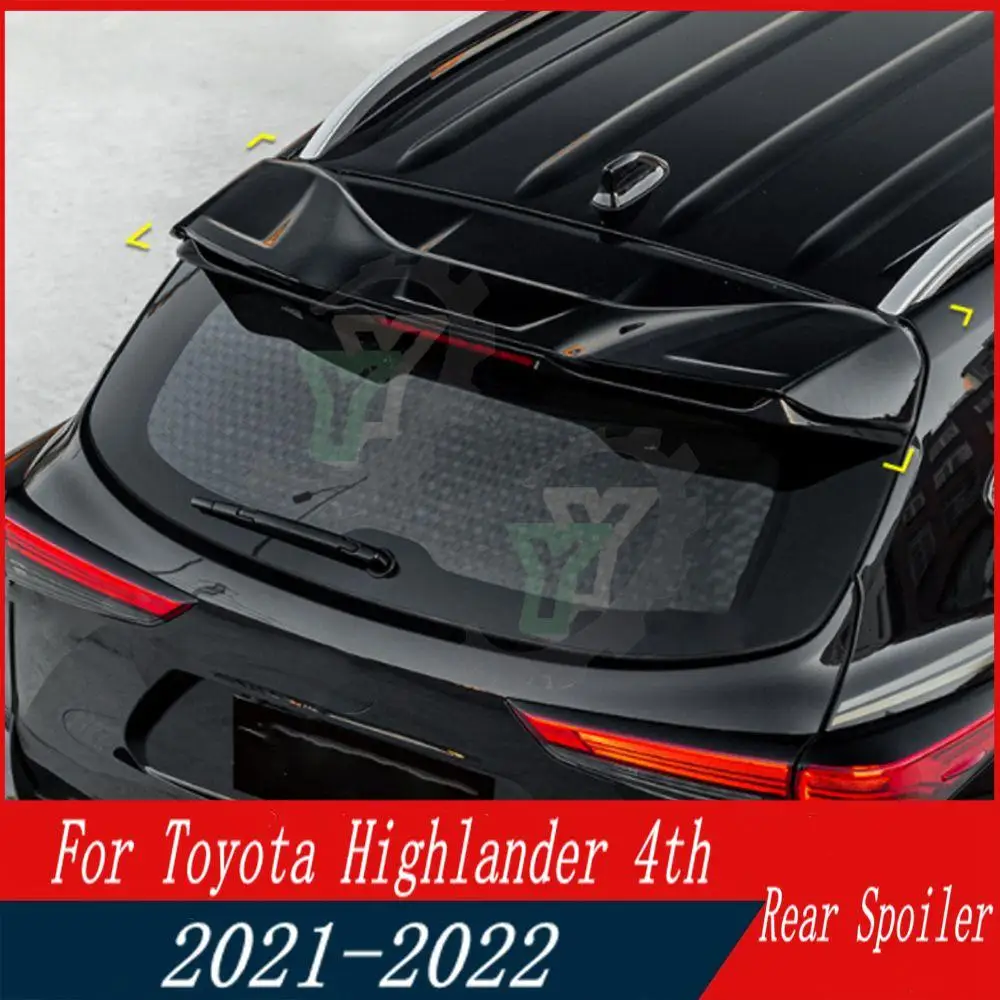 

21 22 ABS Plastic Rear Roof Spoiler Trunk Wing Lip Boot Cover For Toyota Highlander 4th 2021-2022 New MC Mecha Car Accessories