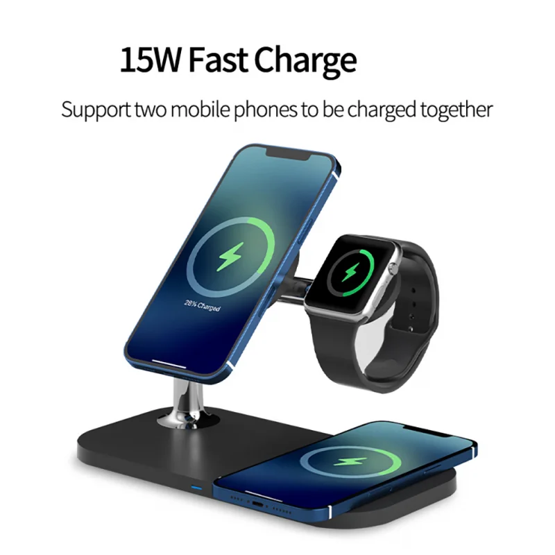 

Беспроводное зарядное устройство Qi 3 в 1, 15 Вт, для iPhone 11 12X8, Apple Watch, складная зарядная док-станция для Pro iWatch