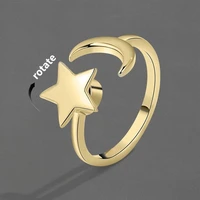 new star rotating opening rings for women punk fashion adjustable star moon rings 2022 trendy party jewelry accessories gift