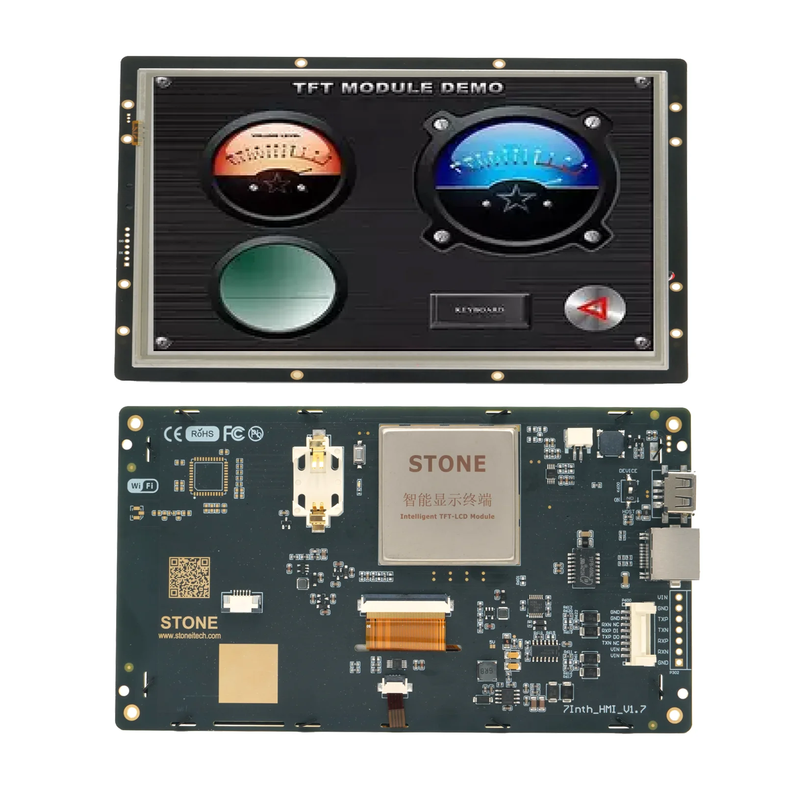 7 inch TFT-LCD touch module with rs232 interface for industrial use