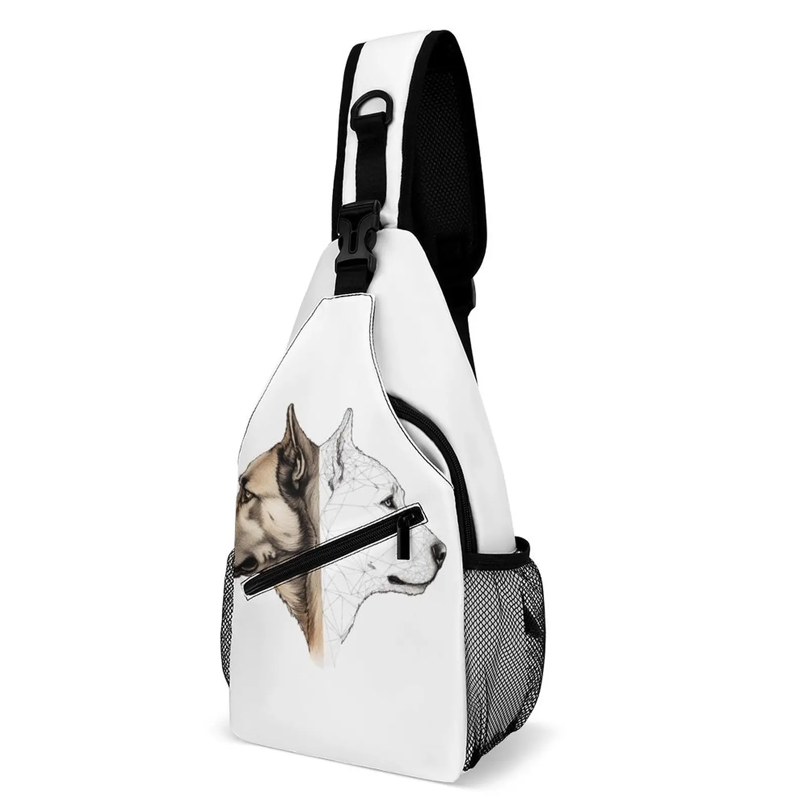 

Dog Shoulder Bags Two Sides To Face Streetwear Chest Bag Men Travel Daily Sling Bag Phone Print Crossbody Bags