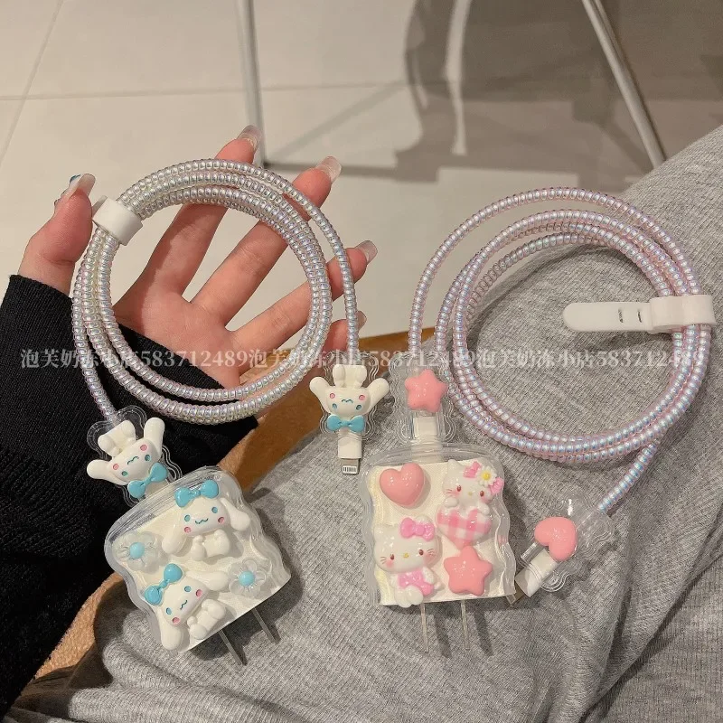 

Sanrios Hello Kittys 18/20W Kawaii Cinnamoroll зарядное устройство защитный чехол Kirby Kuromi Iphone кабель Мелодия аниме защитный рукав