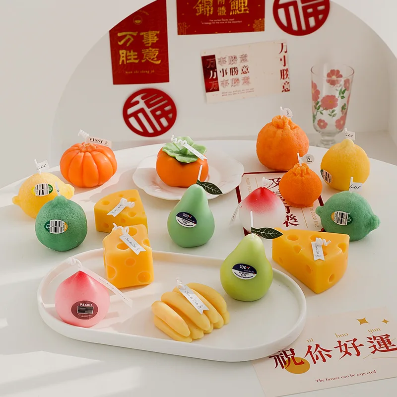 

Customizable Simulation Fruit Aromatherapy Candle Photo Props Living Room Restaurant Home Desktop Holiday Atmosphere Decorations