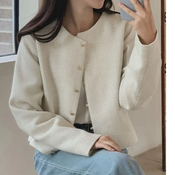 

Осень/Зима Новинка в японском и корейском стиле простой и универсальный однобортный костюм свободного кроя короткий маленький пиджак