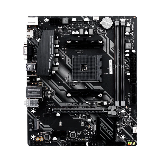SOYO Full New Dragon A520M Motherboard Support AMD Ryzen CPU(3600/4650G/5600G/5600X) M.2 NVME USB3.1 Dual Channel DDR4 Memory 2