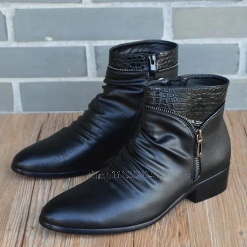 Черные плиссированные дизайнерские декоративные Ботильоны на молнии модные