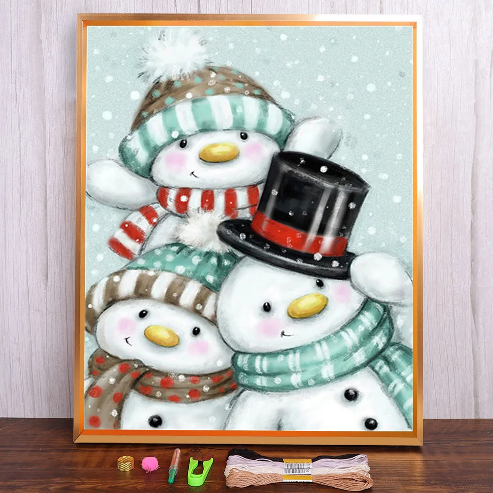 

Водорастворимый холст с принтом снеговика Санта-Клауса, Набор для вышивки крестом 11CT, вышивка своими руками, нити DMC, вязание, рукоделие