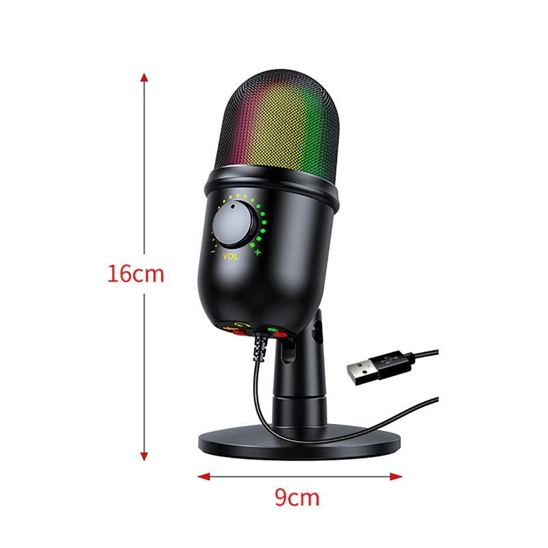 RGB USB Condenser Microphone Professional Vocals Streams Mic Recording Studio Micro For PC YouTube Video Gaming Computer images - 6
