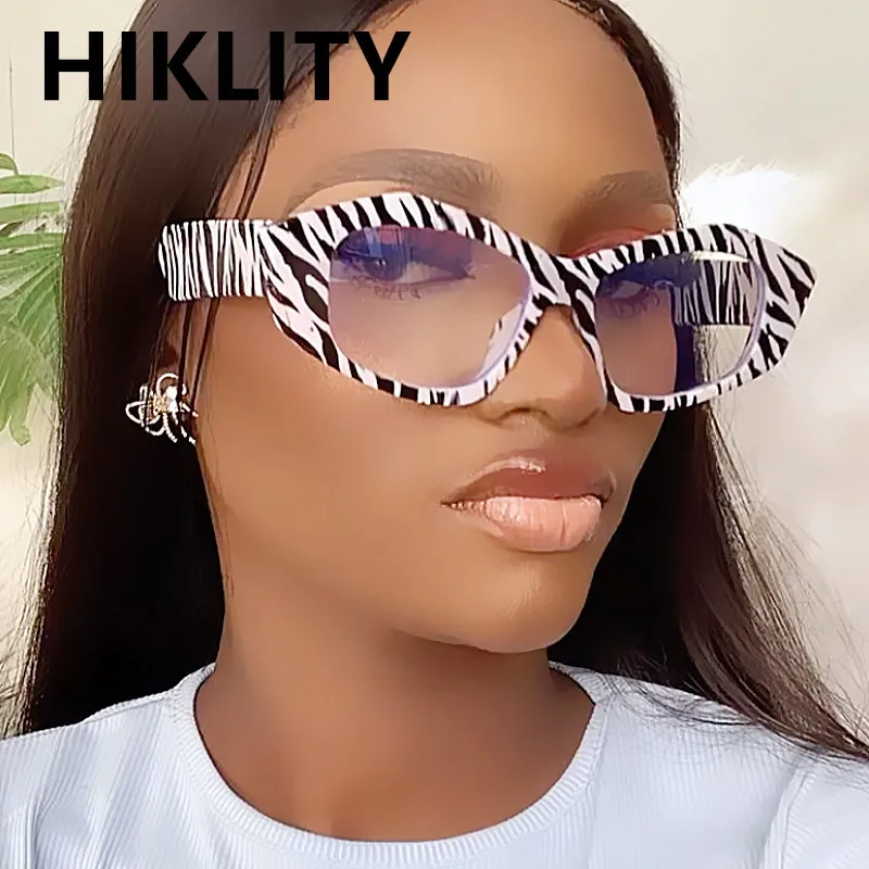

Unique Small Irregular Square Anti-blue Light Eyeglasses For Women Vintage Zebra Leopard Gradient Clear Sunglasses Female Shades