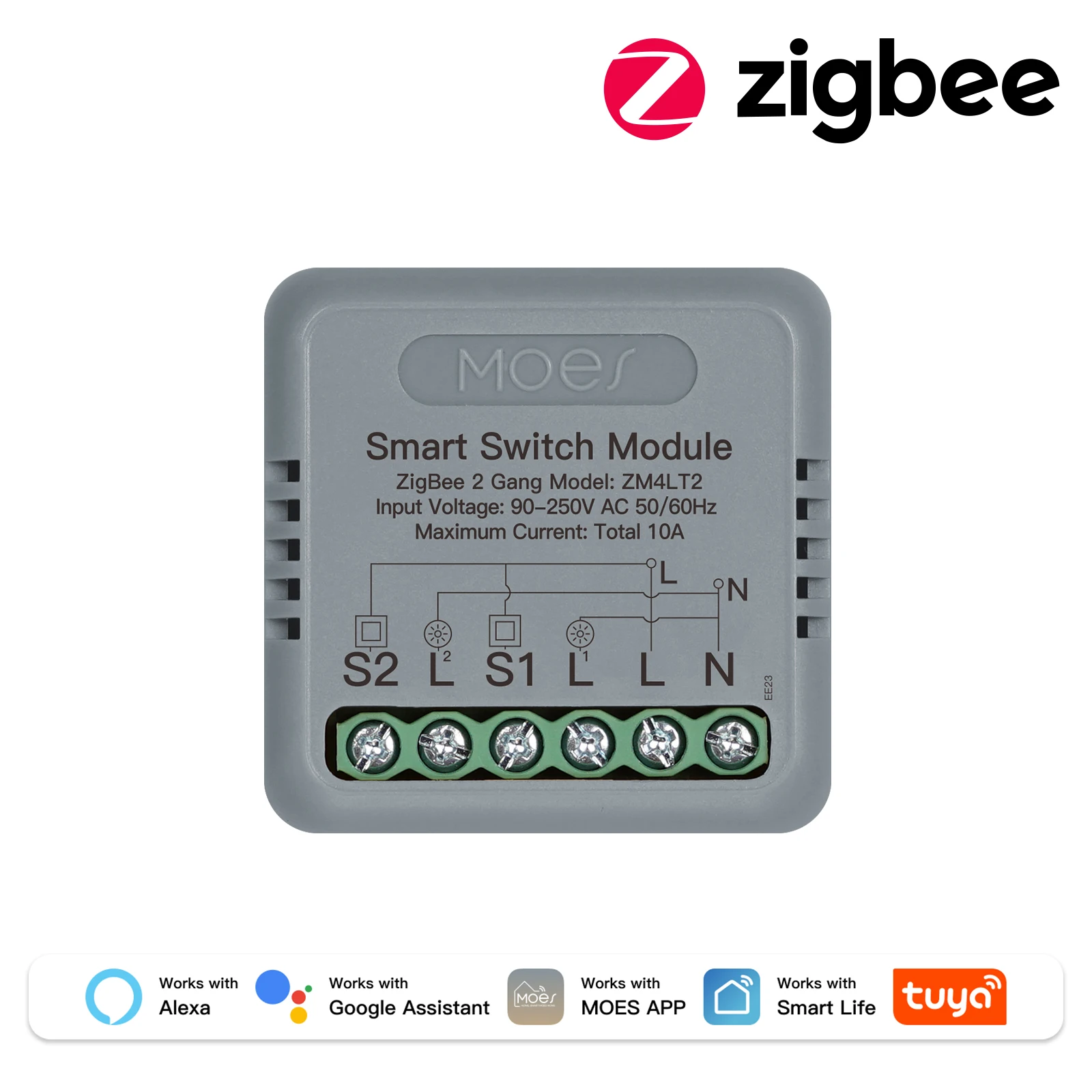 MOES Tuya WiFi/Zigbee Мини модуль умного переключателя 1-4 групп