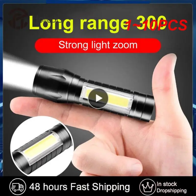 

Мини-фонарик с зумом, светодиодный фонарик с яркостью Q5, портативный Перезаряжаемый яркий COB фонарик для кемпинга на открытом воздухе, 1 ~ 10 шт.