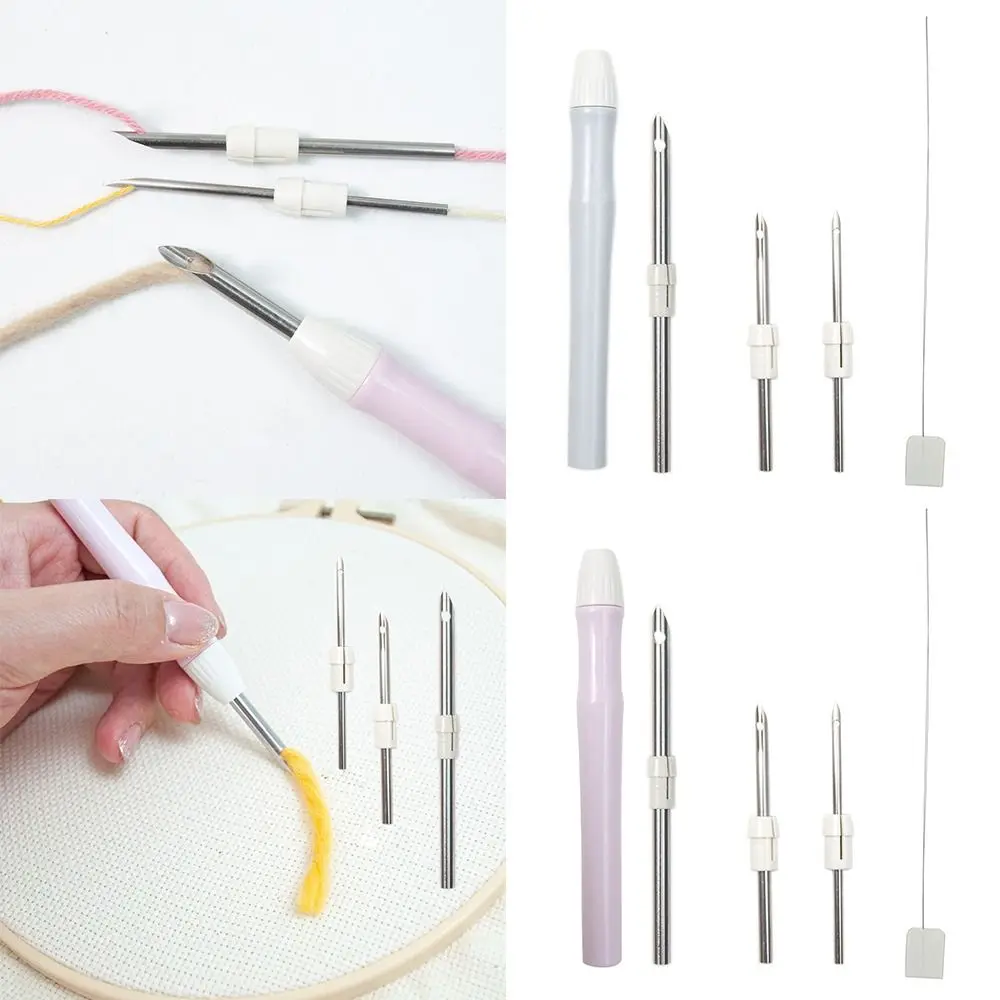 

Wooden DIY Poking Cross Stitch Tools Knitting Punch Needle Tool Poke Needle Adjustable Embroidery Stitch Pen