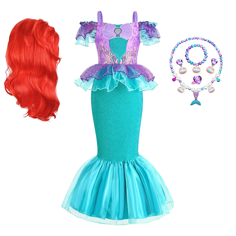 

2023 Детский костюм Ариэль, платье принцессы для девочек, детское летвечерние платье для вечеринки, маскировка русалки, одежда для выступлени...