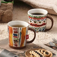 retro ceramic mug bohemian coffee mug stoneware coffee cup with handle milk mug creative breakfast mug home water cup