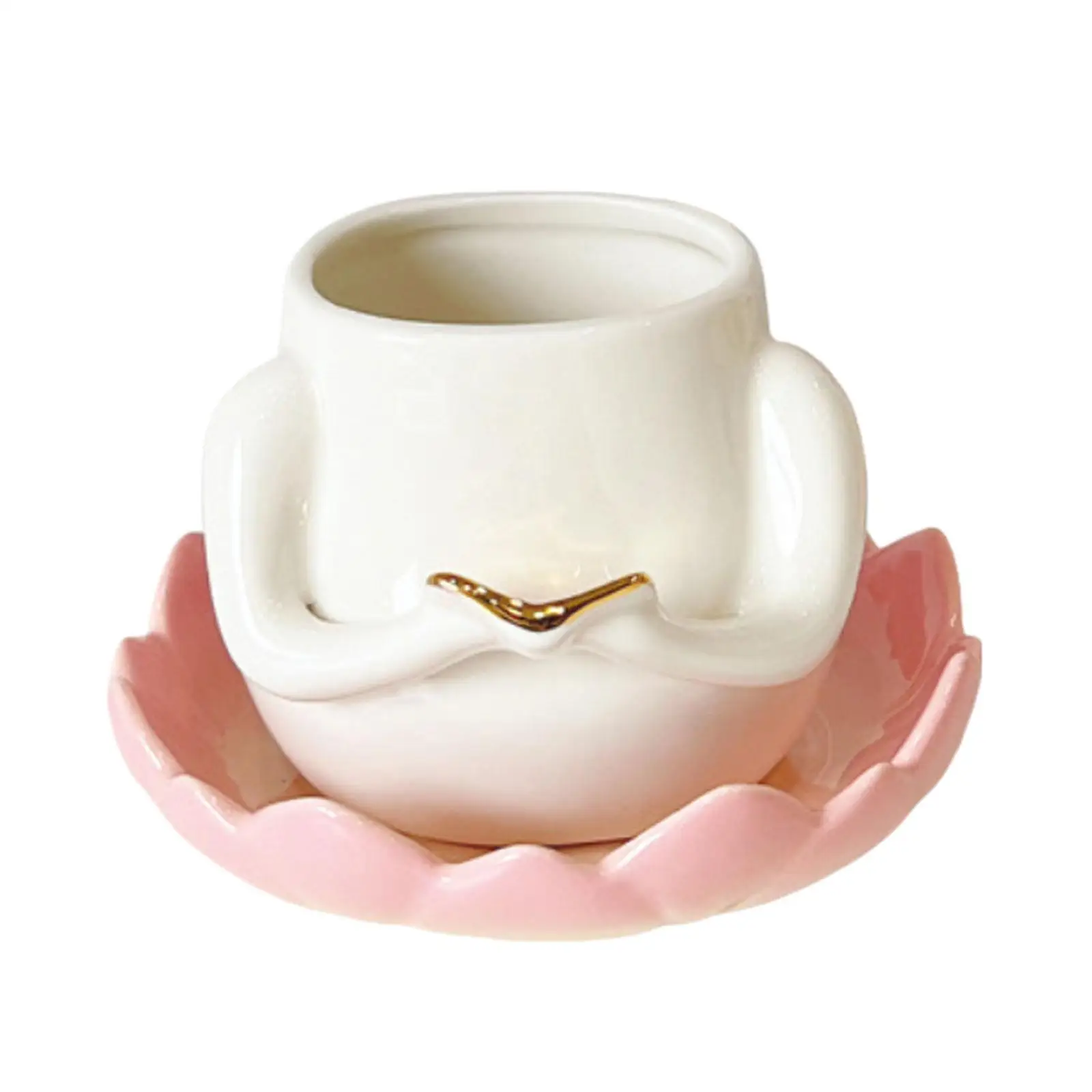 

Creative Lotus Water Mug 400ml Drinking Cup Cups and Saucers Household Milk Mug Tea Cups for Wedding Cafe Party Home Kitchen