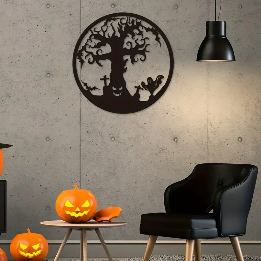 Металлический настенный декор Хэллоуин с изображением дерева: очаровательный