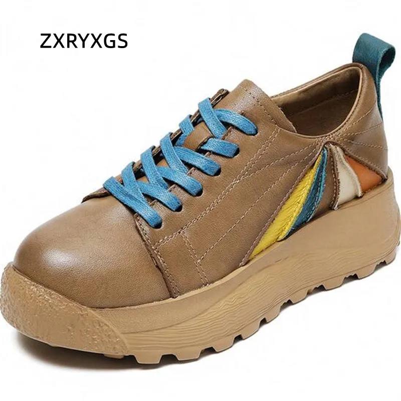 

Кроссовки ZXRYXGS из натуральной кожи премиум-класса, Нескользящие, на платформе, модная обувь, осень 2022