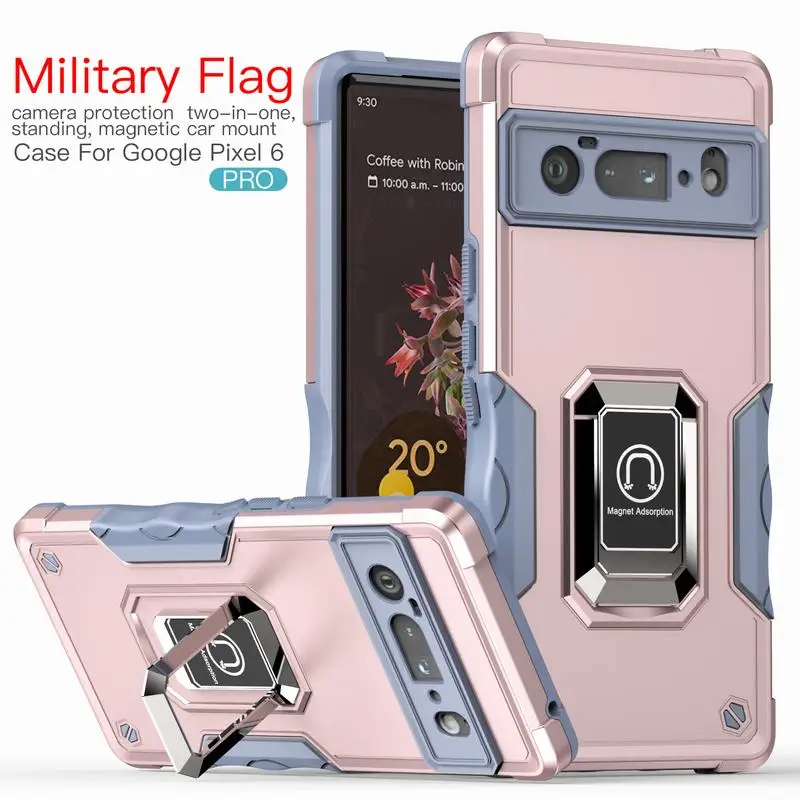 Military Full Protection Armor Case For Google Pixel 6 Pro Cover PC Hard Bumper Ring Back Pixel6 Magnet Adoption Car Mount |