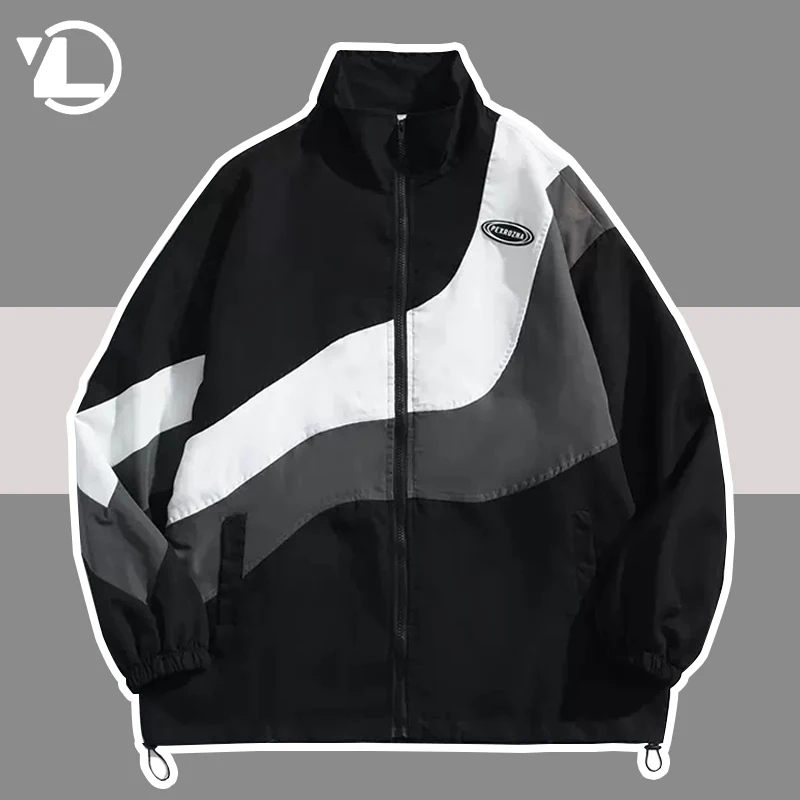 

High Street Varsity Jacket Men Women Spring Patchwork College Coat 2023 Streetwear Sport Jackets Casual Windbreaker Stand Collar